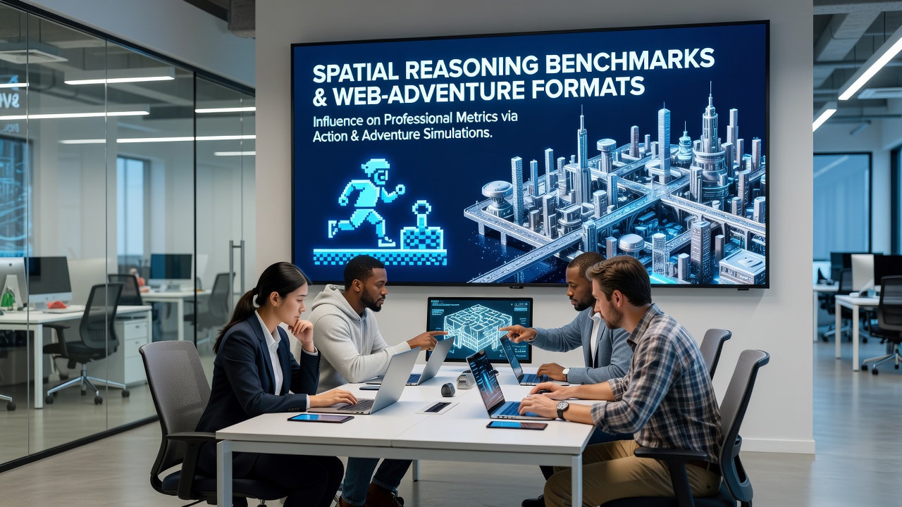 Urban architecture students analyzing 3D navigation data from web-based training modules on large display screens