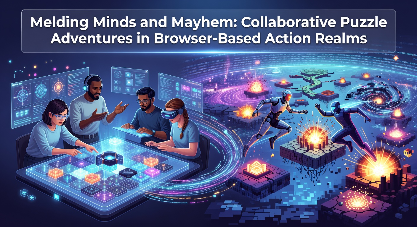 Intense close-up of diverse avatars syncing puzzle solutions in a fiery, trap-filled browser realm, sparks and gears clashing in real-time collaboration