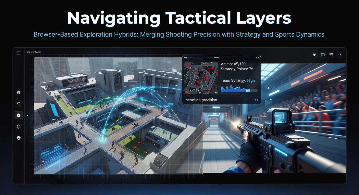 Browser game interface showing tactical overlay with shooting targets and strategic map elements in an exploration hybrid