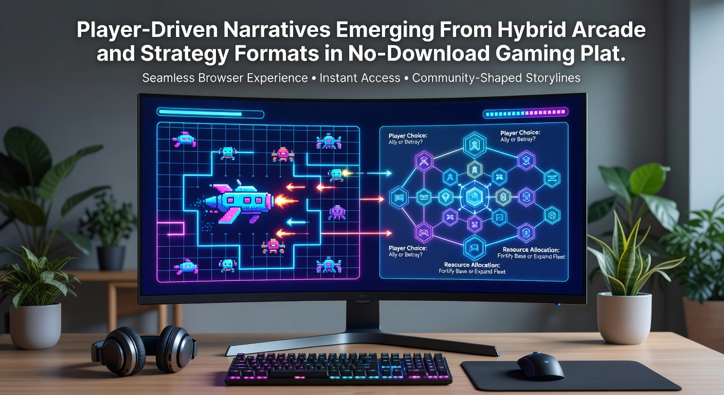 Players collaborating in a browser strategy arcade hybrid with visible decision trees and outcome variations