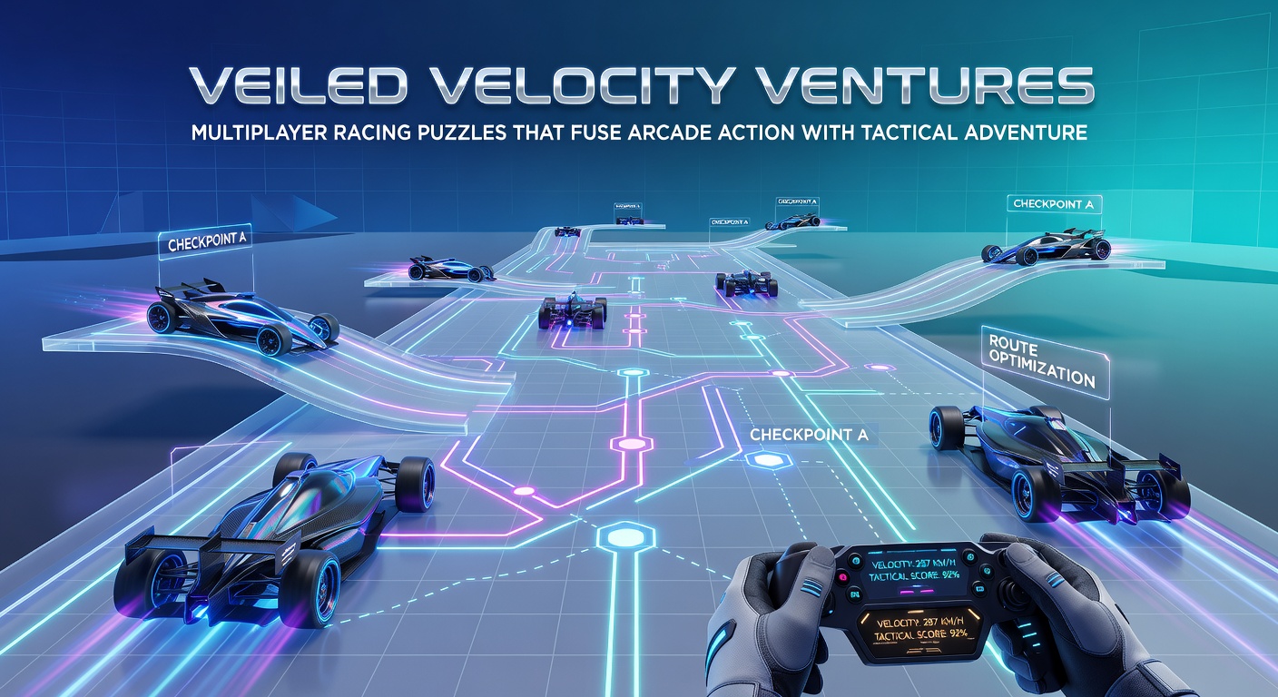 Close-up view of tactical puzzle interface in Veiled Velocity Ventures, displaying veiled track alterations and multiplayer player positions